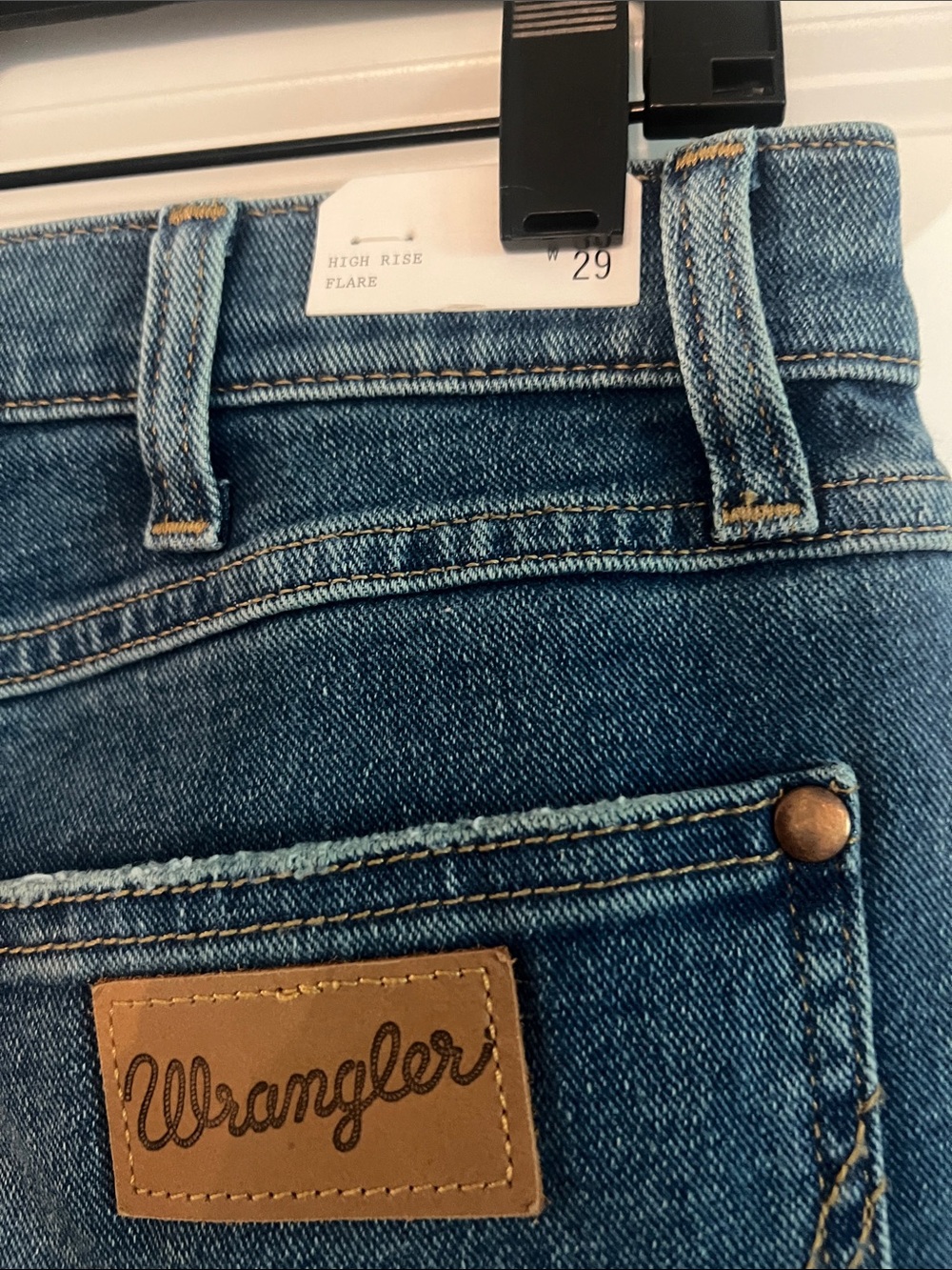 Wrangler UNIQUE Dark Blue Button-Fly Flare Jeans with Side Panel Bell Bottom - Picture 5 of 5